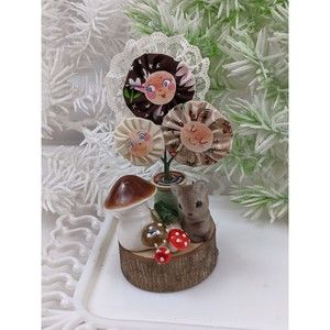 Whimsical handmade vintage Anthropomorphic Mushroom Cottagecore Goblincore